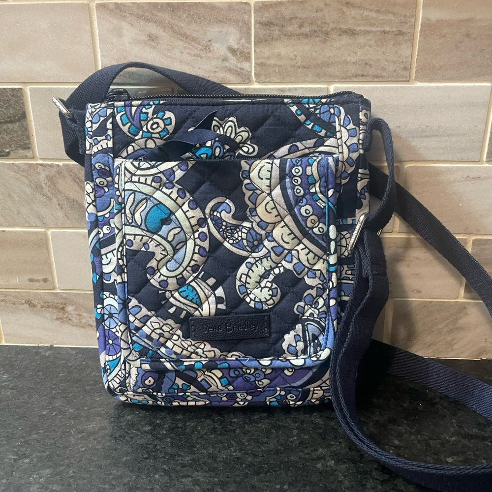 Vera Bradley Navy and White Paisley Shoulder Bag